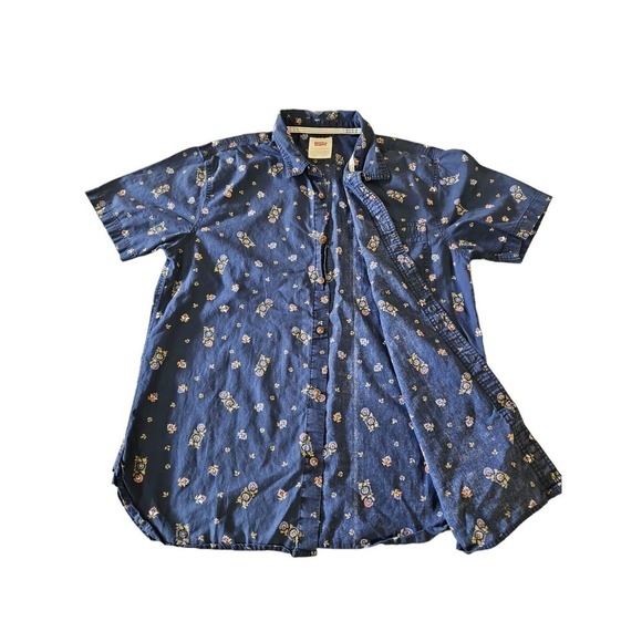 Levi's Floral Button Up Short Sleeve Shirt Women's Sz Large - Picture 5 of 7